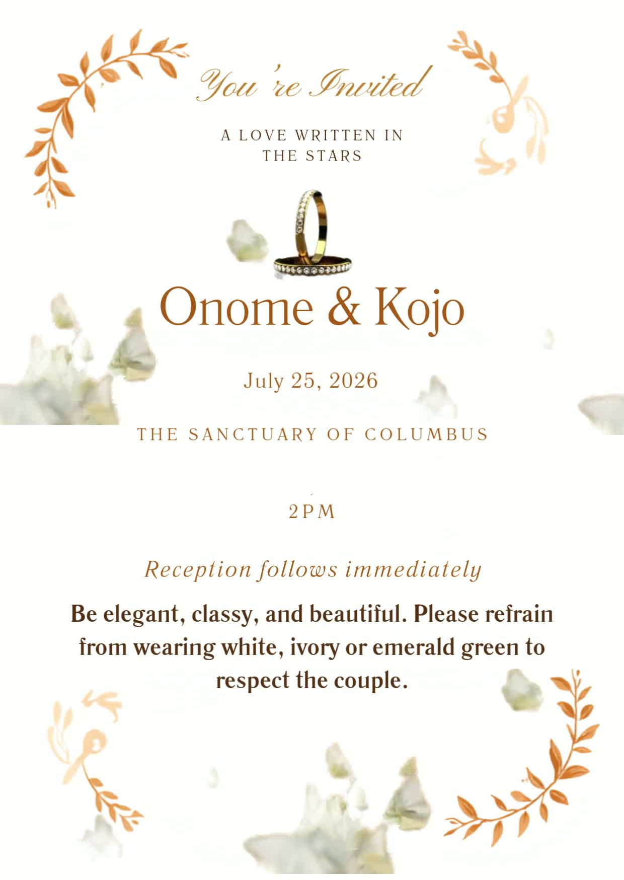 Onome & Kojo Invitation digital video invitation designed by Aima Ovai