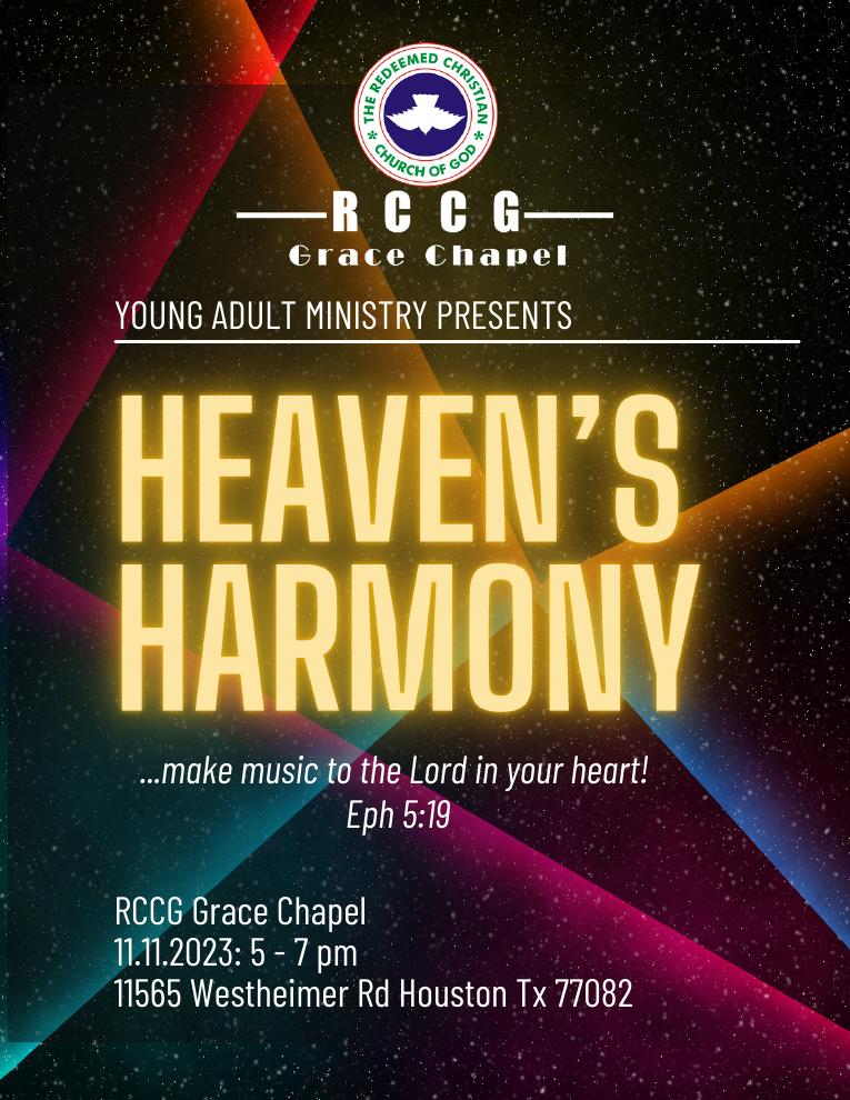 Heaven's Harmony flyer designed by Aima Ovai